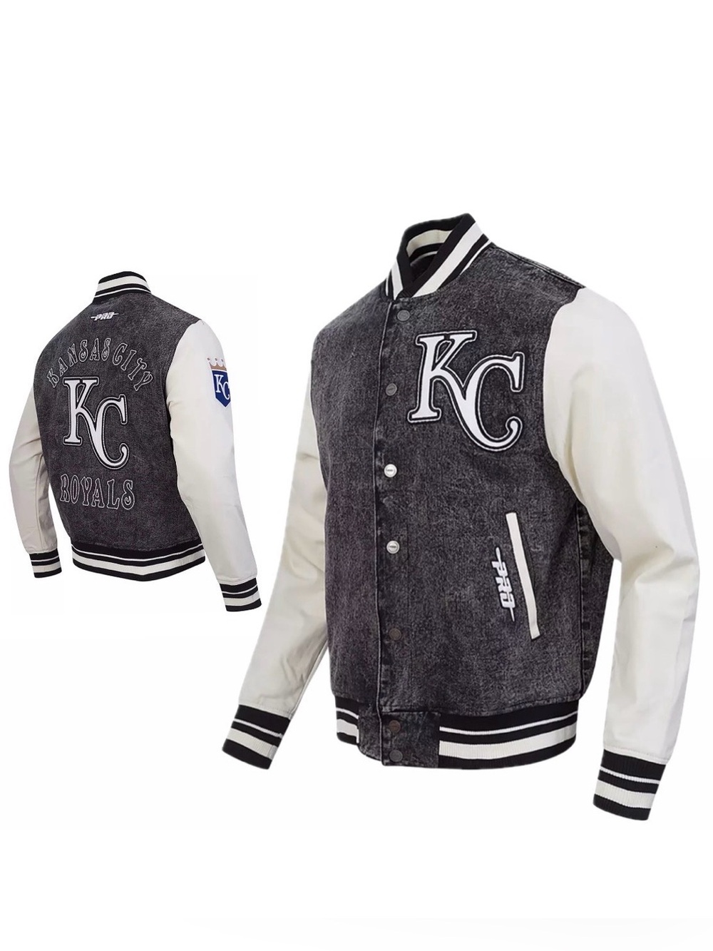 Pro Standard Men's M Kansas City Royals Denim Cotton Blend Varsity MLB Jacket